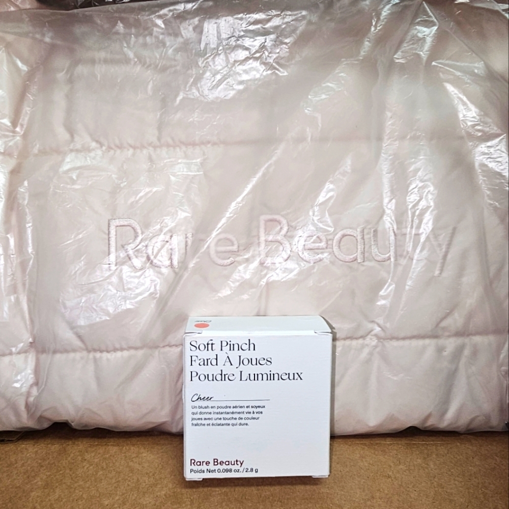 Rare Beauty Puffy Tote And Blush in Cheer